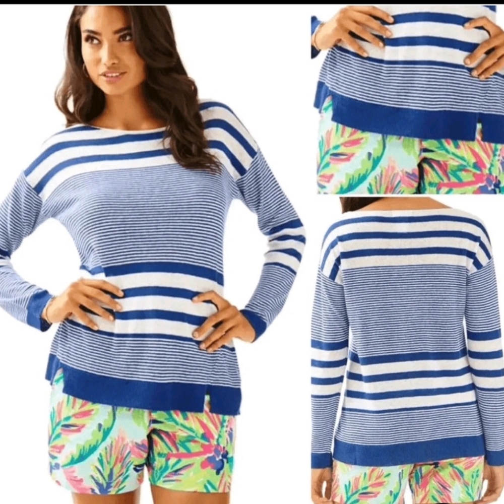 NWOT Lilly Pulitzer Women's Camilla Sweater, Blue/White - Size XS